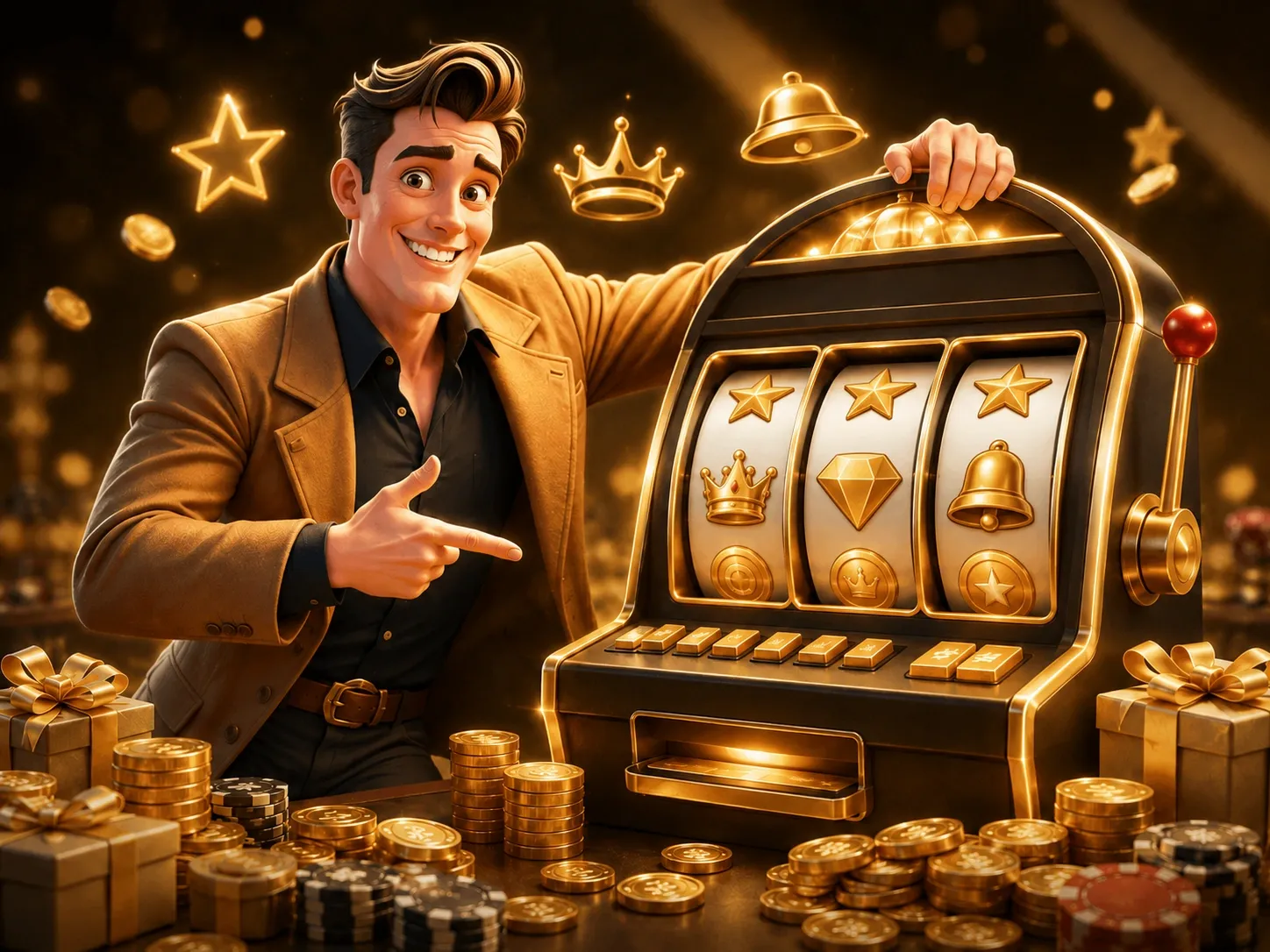 Lucky Slot Jackpot Casino Scene